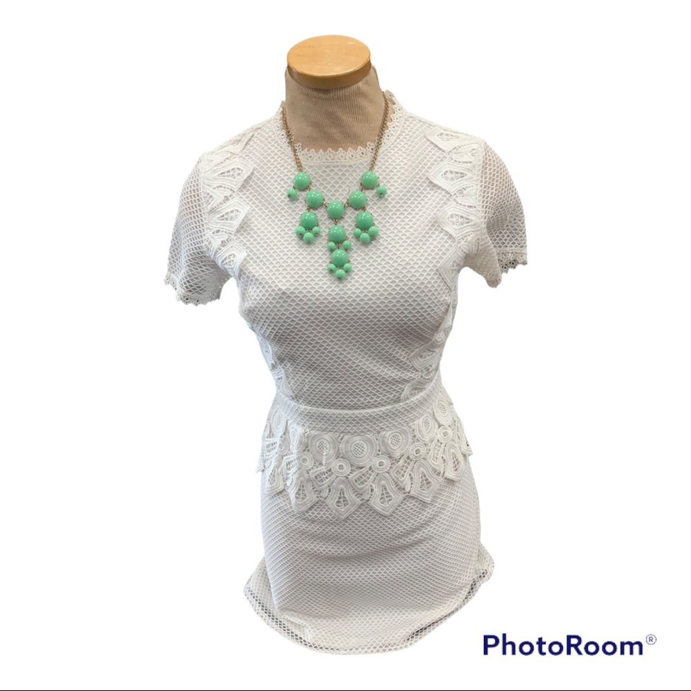 Boohoo White mini lace dress